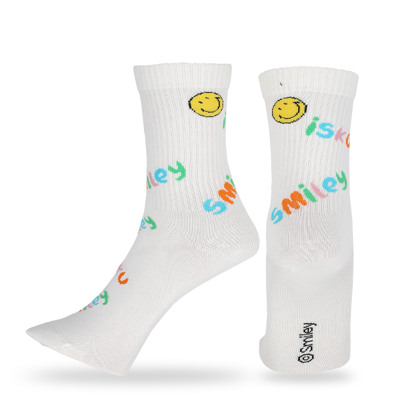Custom men casual crew  socks with smiley emoji faces patterns and letters,which are made with high quality cotton,so socks are soft,comfortable,durable,breathable and warm.