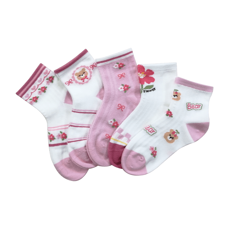 Floral and bear pattern children socks