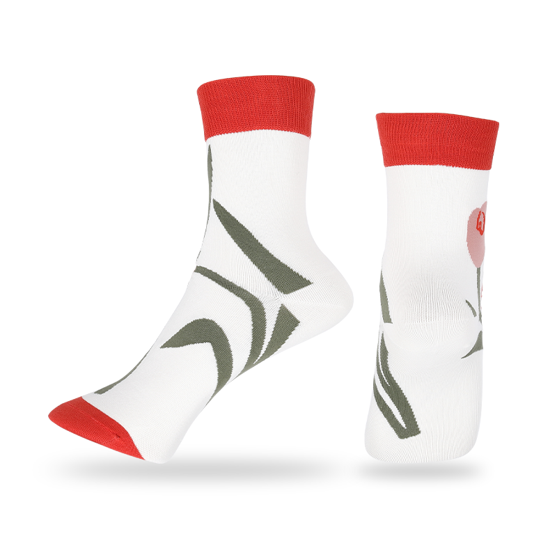 200N high-quality seamless handlinking ladies fashion invisible toe crew socks with nice patterns