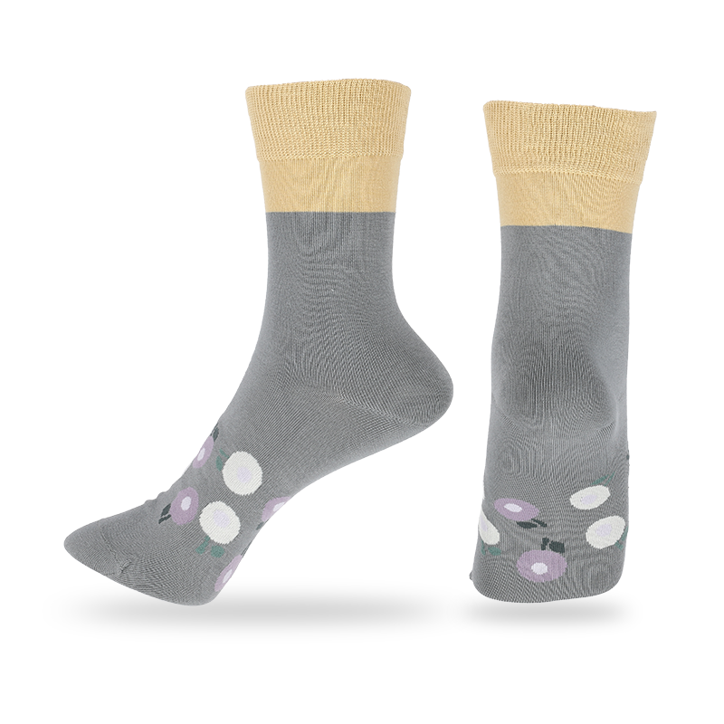 200N high-quality seamless handlinking ladies fashion crew socks with florals