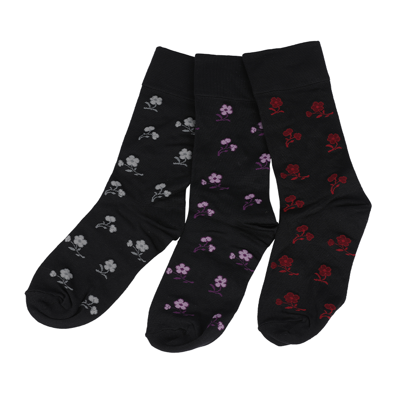 Wholesale or custom ladies microfiber nylon dress socks with florals