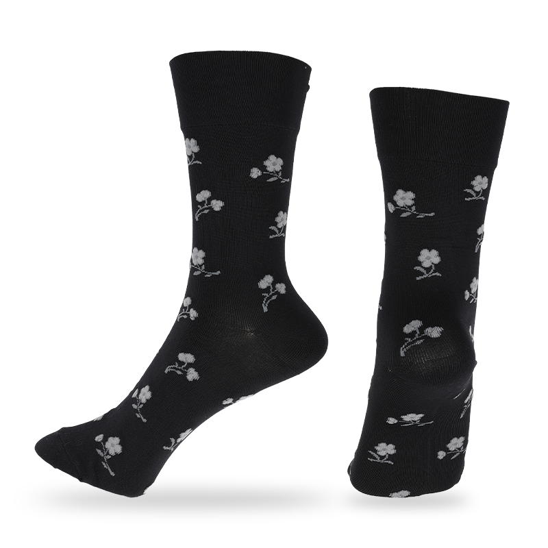 Wholesale or custom ladies microfiber nylon dress socks with florals