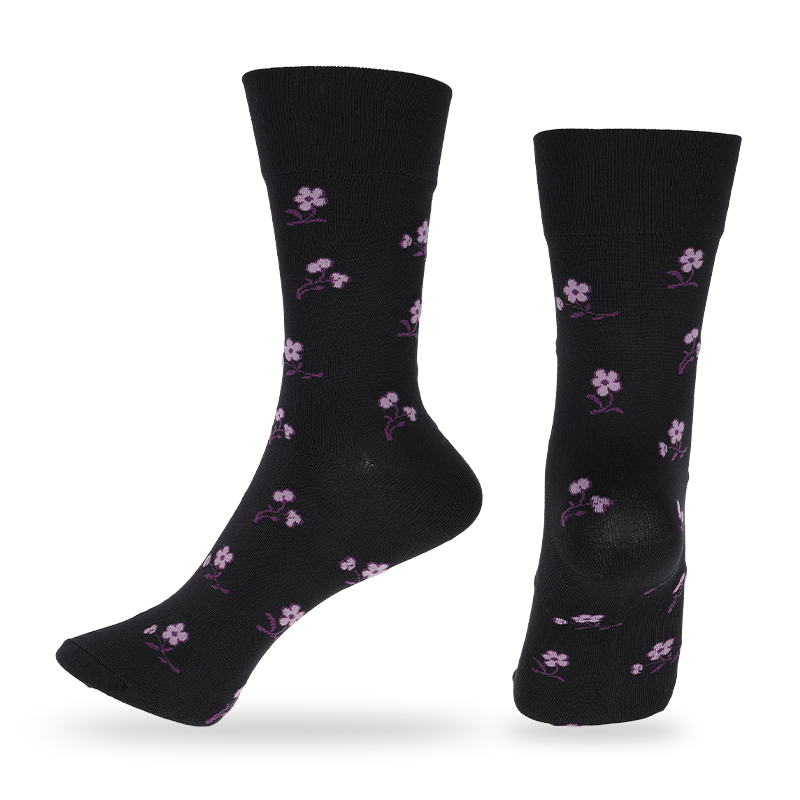 Wholesale or custom ladies microfiber nylon dress socks with florals