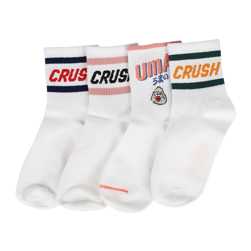 Unisex classic striped quarter socks with letters design