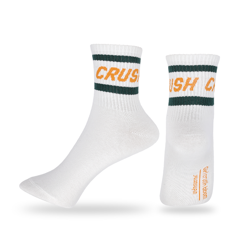 Unisex classic striped quarter socks with letters design