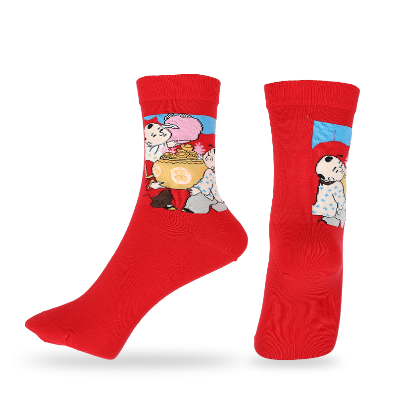 Wholesale or custom ladies Chinese New Year style dress socks with patterns