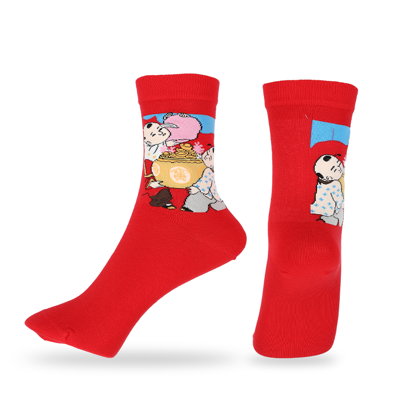 Wholesale or custom ladies Chinese New Year style dress socks with patterns