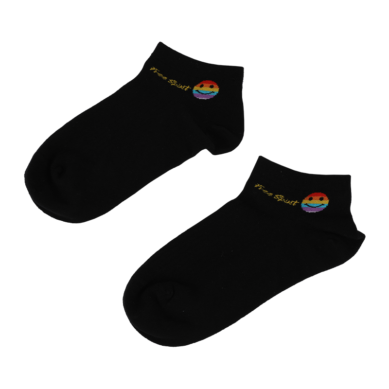 Wholesale or custom ladies smiley emoji face patterned sneaker socks 