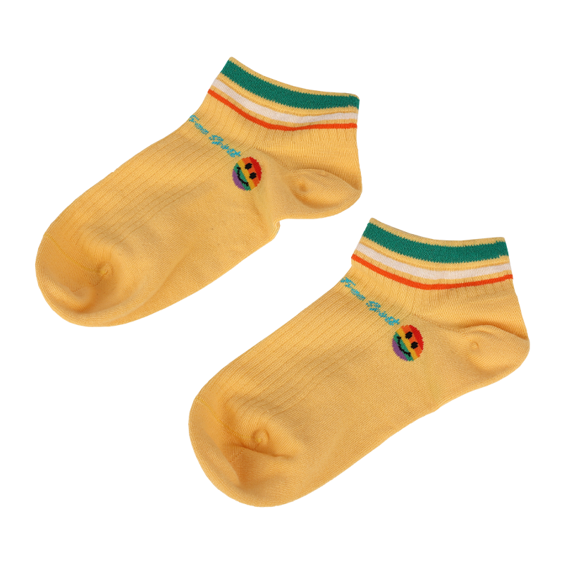 Wholesale or custom ladies smiley emoji face patterned sneaker socks 