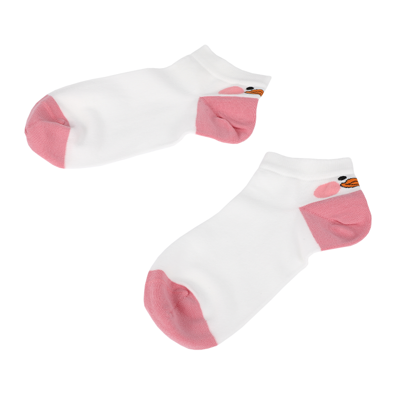 Wholesale custom low price ladies low cut sneaker ankle socks with cute cartoon patterned above the heel