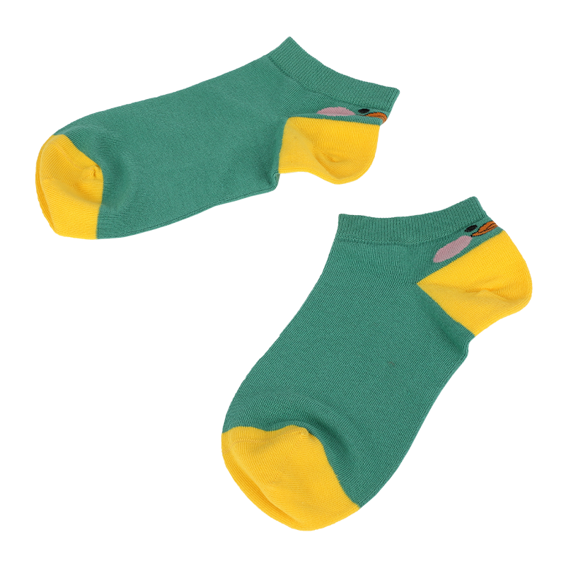 Wholesale custom low price ladies low cut sneaker ankle socks with cute cartoon patterned above the heel