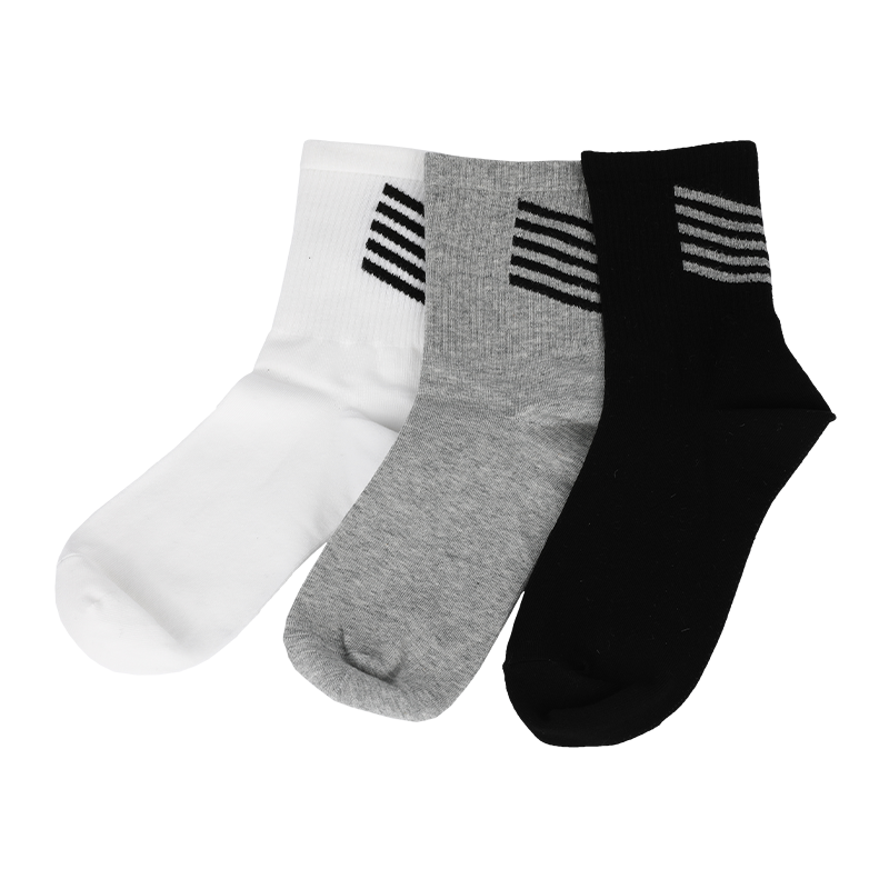 Wholesale or custom men classic basketball camping jogging boxing tennis baseball golf and mountaineering sports quarter socks with stripes on the backside
