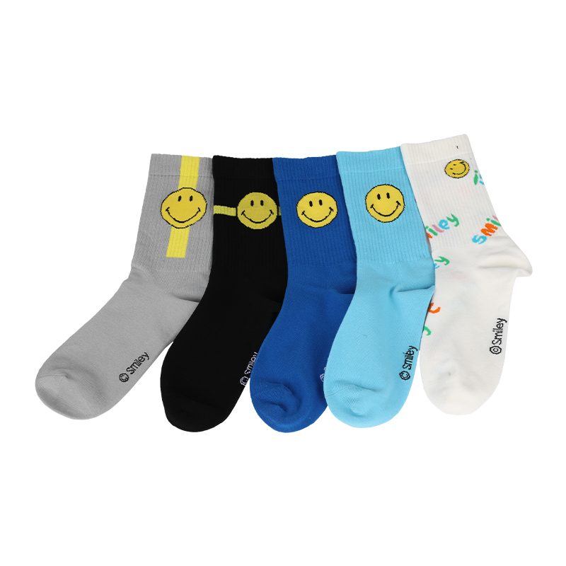 Custom men casual crew  socks with smiley emoji faces patterns and letters,which are made with high quality cotton,so socks are soft,comfortable,durable,breathable and warm.