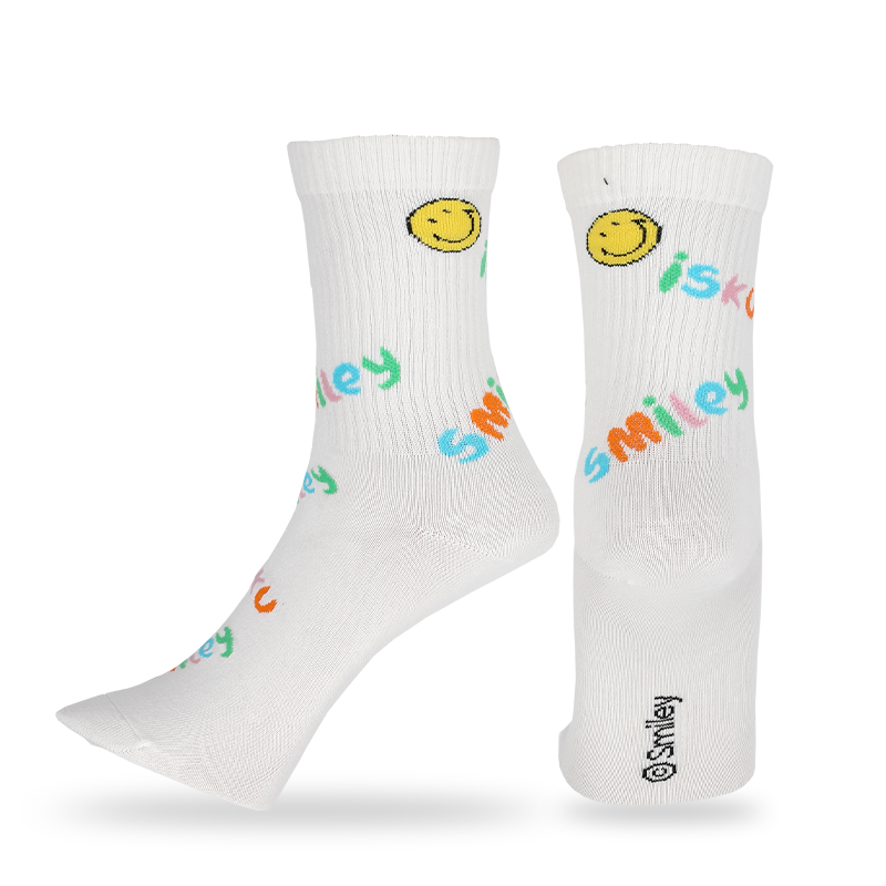 Custom men casual crew  socks with smiley emoji faces patterns and letters,which are made with high quality cotton,so socks are soft,comfortable,durable,breathable and warm.