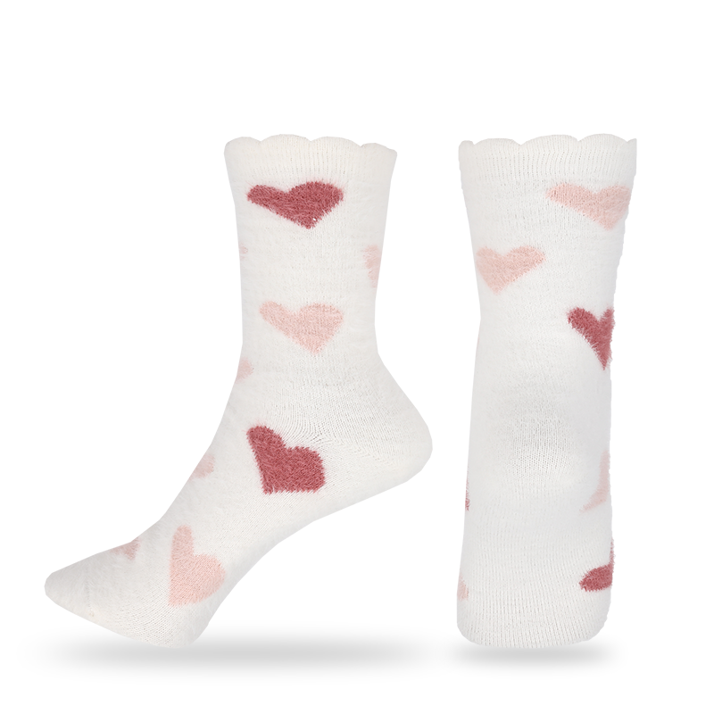  Velvet soft downy artificial mink hair yarn winter thick thermal warm invisible seamless toe socks 