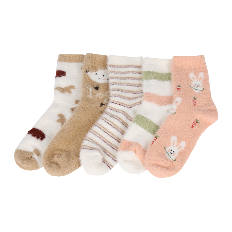 Wholesale or custom artificial-marten winter design pattern thermal warm socks 