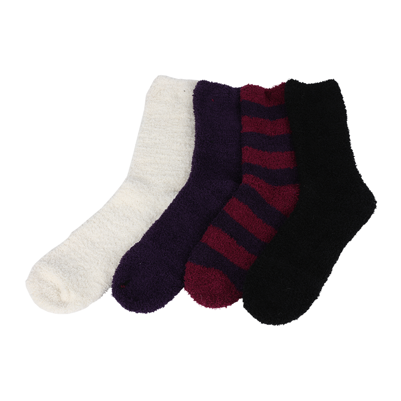 Custom super soft feather yarn low-gauge winter thermal warm fuzzy indoor floor socks 