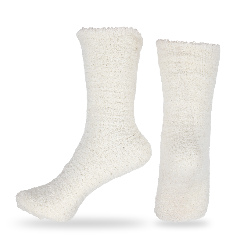 Custom super soft feather yarn low-gauge winter thermal warm fuzzy indoor floor socks 