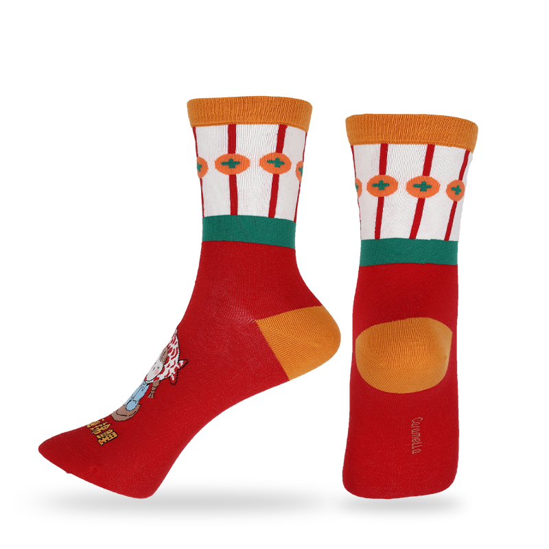 Wholesale or custom ladies Chinese style crew socks with Chinese characters and patterns