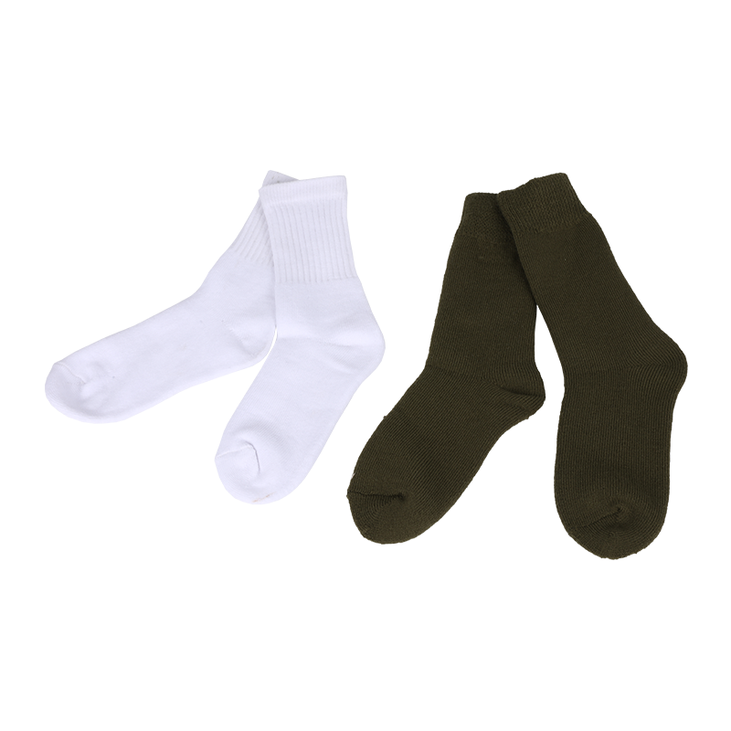 Basic solid color terry cushion mid autumn and winter thermal warm school socks 