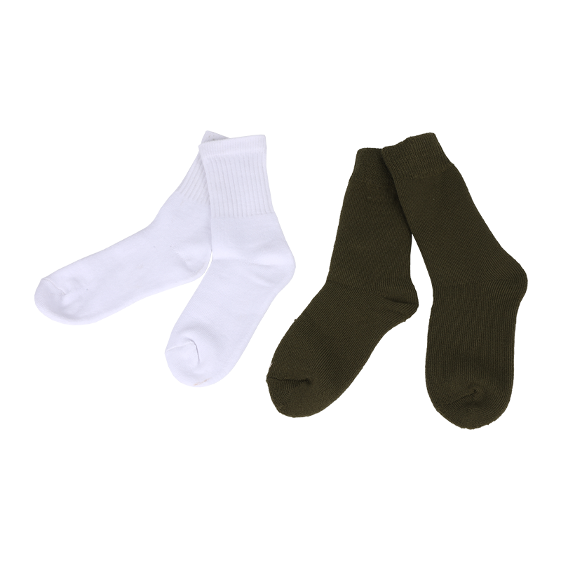 Basic solid color terry cushion mid autumn and winter thermal warm school socks 