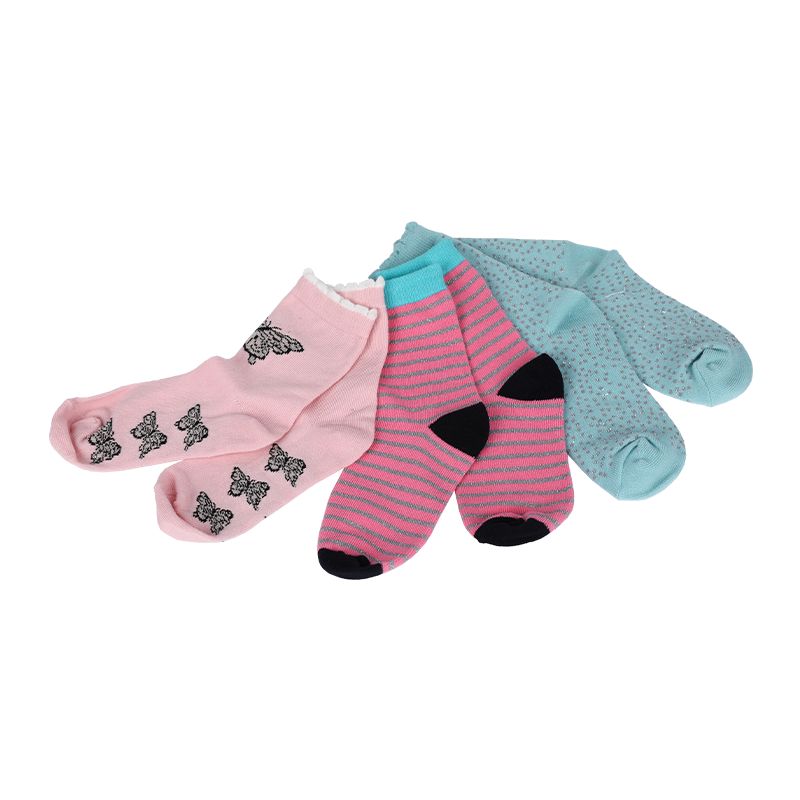 European style kids cute fine novelty socks with siver lurex pattern